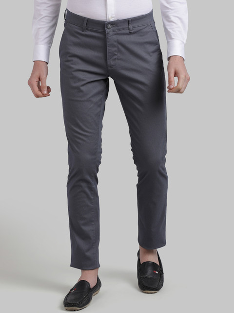 

Parx Men Grey Tapered Fit Self Design Regular Trousers