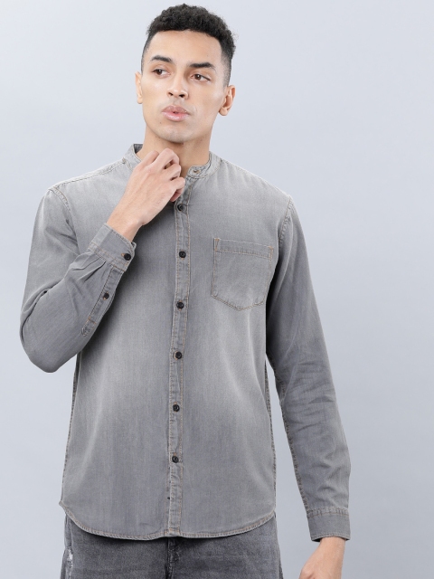 

HIGHLANDER Men Grey Slim Fit Faded Casual Shirt
