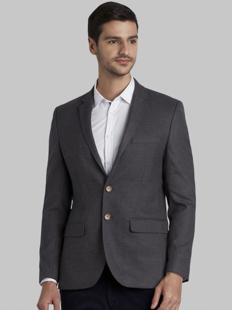 

Parx Men Grey Solid Single-Breasted Formal Blazer