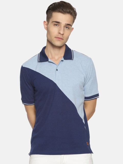 

Campus Sutra Men Blue Colourblocked Polo Collar T-shirt