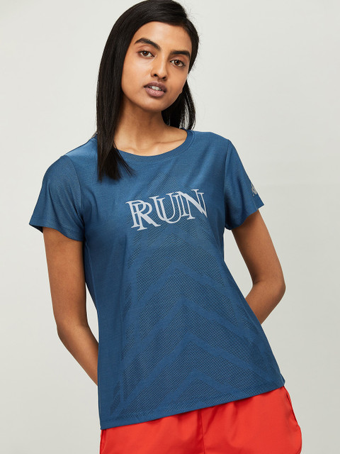 

Kappa Women Teal Blue Printed Round Neck T-shirt