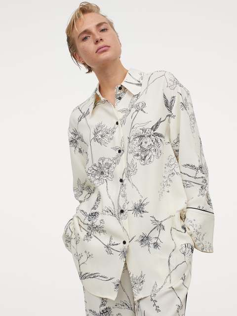 

H&M Men White Oversized Shirt