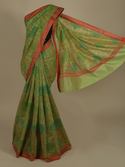 

Pothys Green Printed Supernet Saree