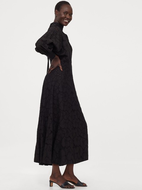 

H&M Women Black Solid Long Lace Dress