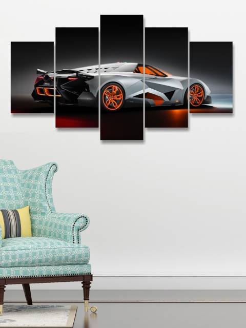 

Go Hooked Set Of 5 Black & Grey Digitally Printed Beautiful Wall Art