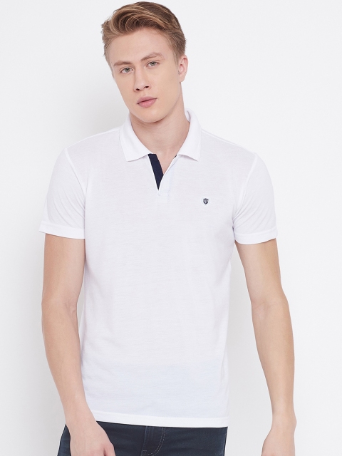 

Duke Men White Solid Polo Collar T-shirt