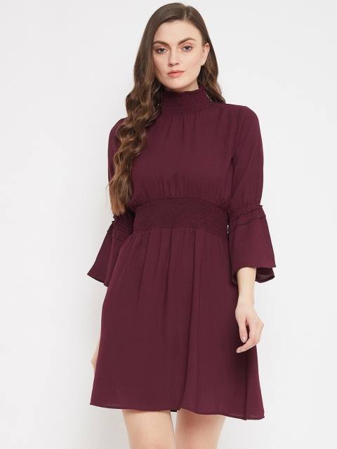 

Nun Women Burgundy Solid Fit and Flare Dress
