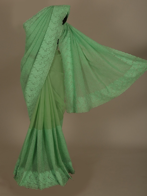 

Pothys Green Embroidered Net Saree