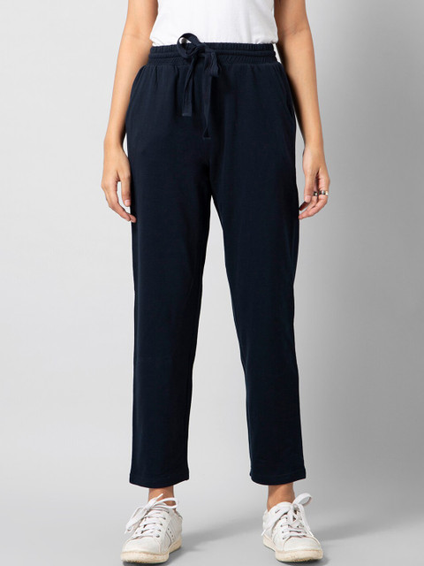 

FabAlley Women Blue Regular Fit Solid Parallel Trousers