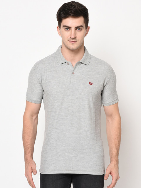 

Duke Men Grey Solid Polo Collar T-shirt