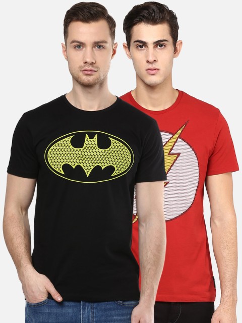 

Free Authority Justice League Printed Pack of 2 Tshirt for Men, Black