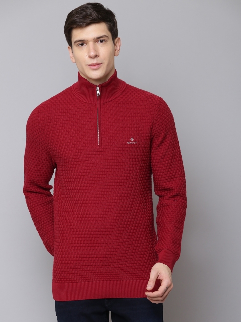 

GANT Men Red Self Design Pullover