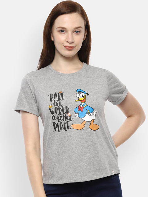

Van Heusen Woman Grey Donald Duck Printed Pure Cotton Top