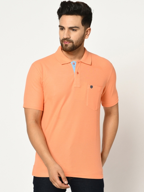 

Duke Men Pink Solid Polo Collar T-shirt