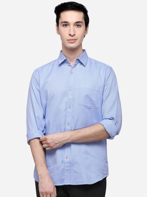

JADE BLUE Men Blue Tailored Fit Solid Casual Shirt