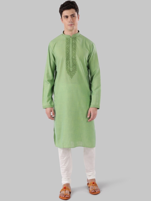 

Ethnix by Raymond Men Green Yoke Design Pathani Kurta