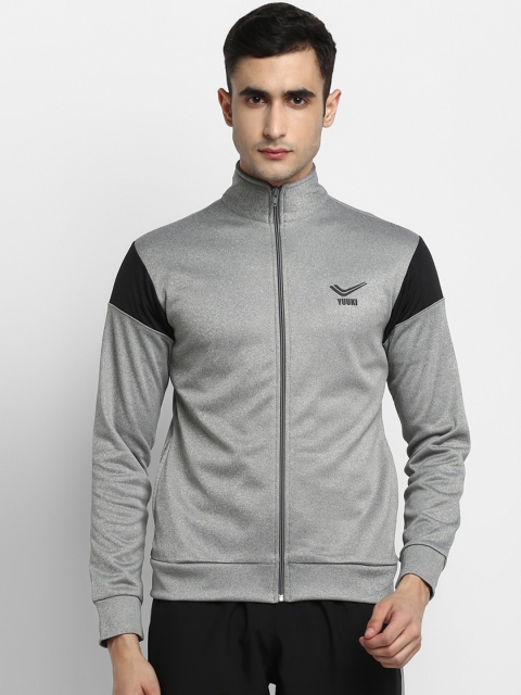 

Yuuki Men Grey Melange Colourblocked Sporty Jacket