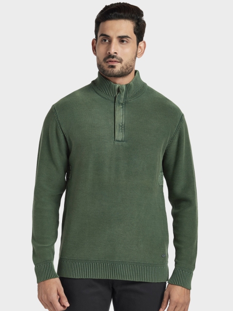 

ColorPlus Men Olive Green Solid Sweatshirt
