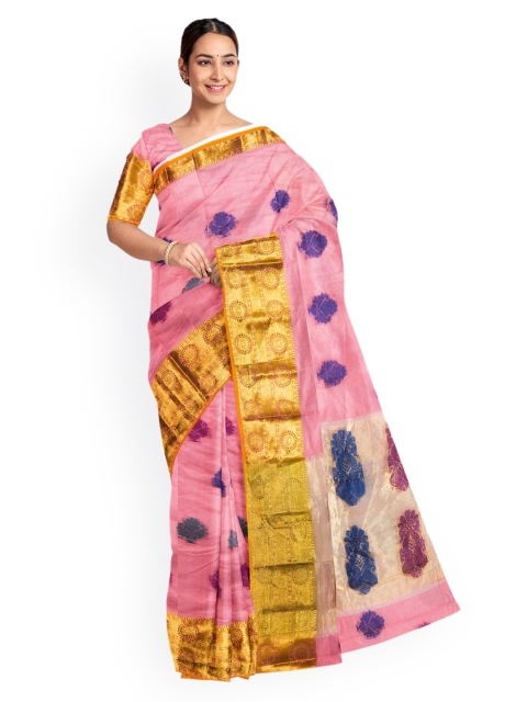 

KLM Fashion Mall Pink Woven Design Saree