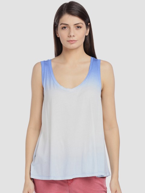 

GAP Women Blue Dip-Dye A-Line Tank
