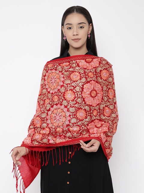 

Pashmoda Women Red Embroidered Stole