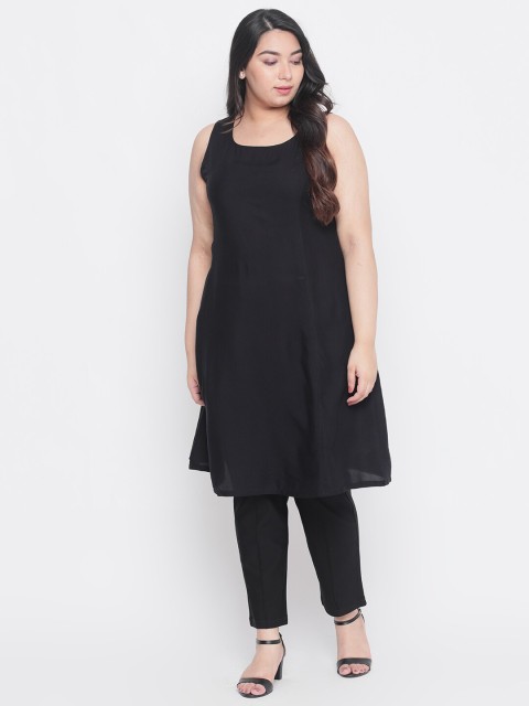 

Amydus Women Black Solid A-Line Kurta