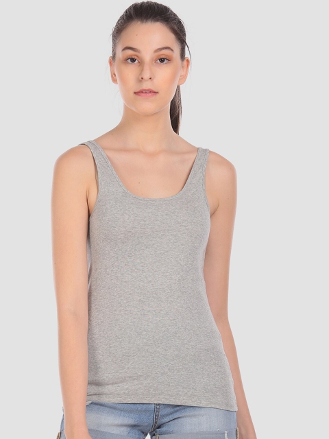 GAP Women Grey Melange Solid Tank Top