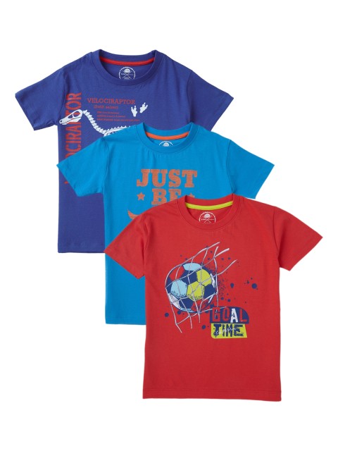 

Cub McPaws Boys Pack Of 3 Printed Round Neck T-shirt, Red