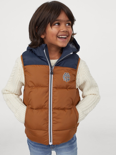 

H&M Boys Brown & Blue Colourblocked Puffer Gilet