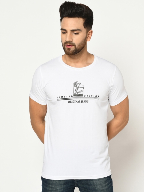

Duke Men White Printed Round Neck T-shirt