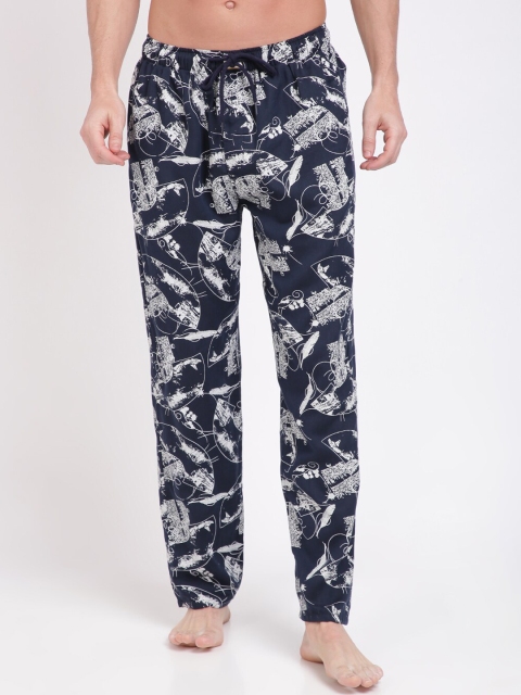 

Bene Kleed Men Navy Blue & White Printed Lounge Pants