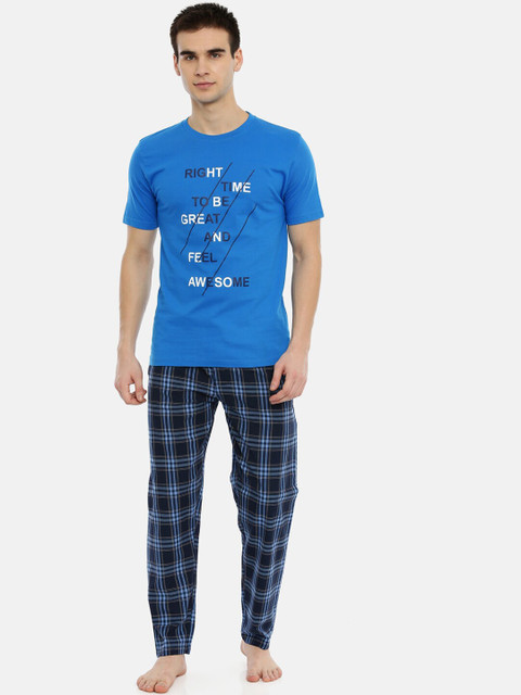 

Joven Men Blue Bio Washed Cotton Night Suit