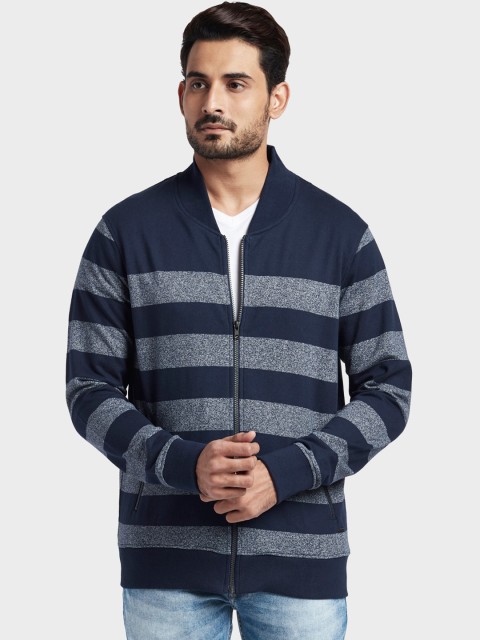 

ColorPlus Men Navy Blue & Grey Striped Sweatshirt