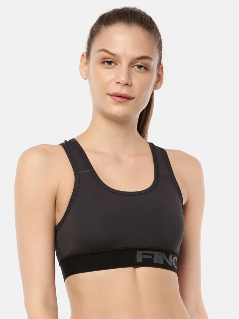 

FINO Grey Solid Heavily Padded Non-Wired Sports Bra 401_Grey
