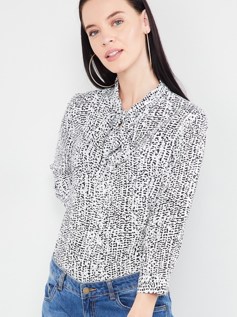 

max Women White Printed Shirt Style Top