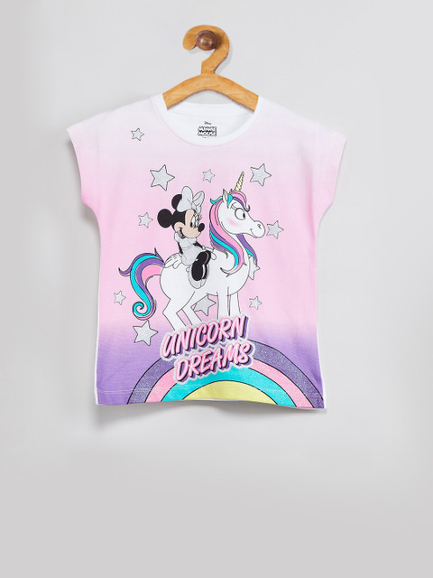 

max Girls Off-White Printed Round Neck T-shirt