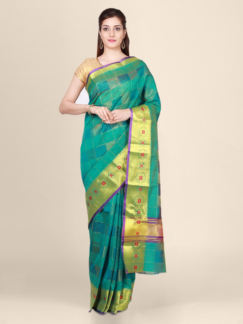 

CLAI WORLD Green Woven Design Saree