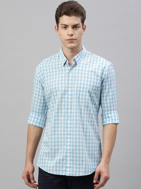 

RARE RABBIT Men Blue Tailored Fit Checked Casual Shirt
