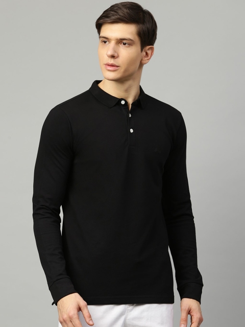 

LINDBERGH Men Black Solid Polo Collar T-shirt