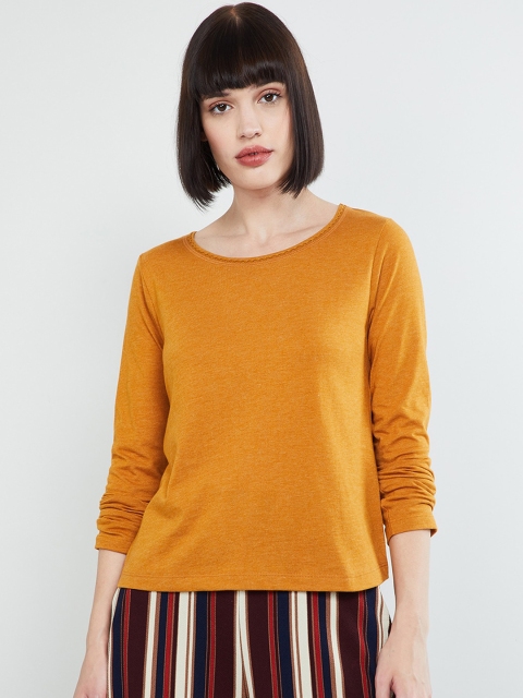

max Women Mustard Brown Solid Top