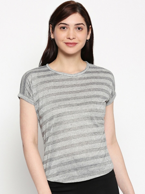 

inocenCia Women Grey Striped Round Neck T-shirt