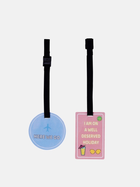 

Vdesi Unisex Set of 2 Blue & Pink Printed Luggage Tags