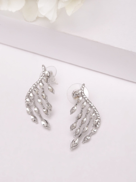 

AVANT-GARDE PARIS Silver-Toned Contemporary Drop Earrings