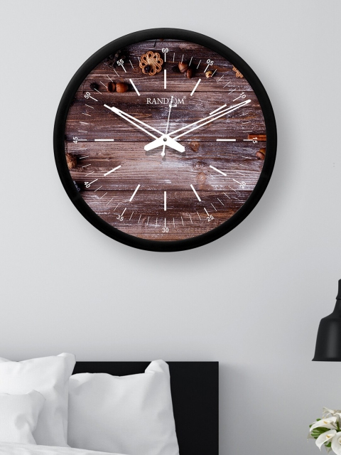 

RANDOM Black & Brown Printed Round Shaped 30.48 cm Analogue Wall
