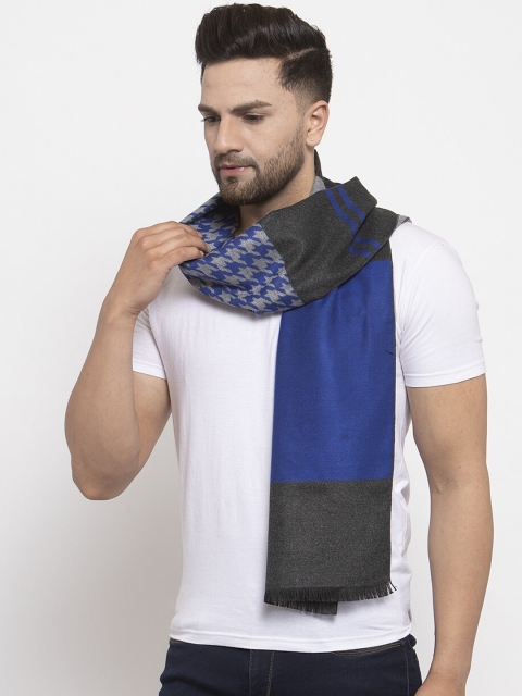 

Calvadoss Men Grey & Blue Aztec Printed Premium Muffler