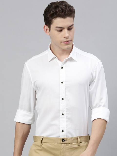 

RARE RABBIT Men White Tailored Fit Solid Casual Shirt