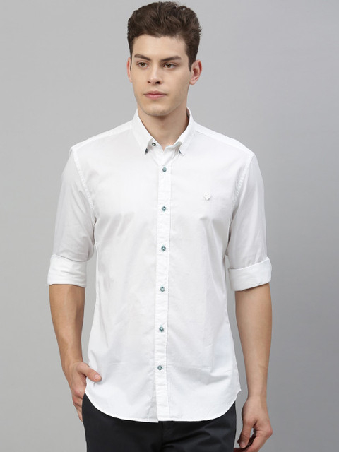 

RARE RABBIT Men White Tailored Fit Solid Casual Shirt