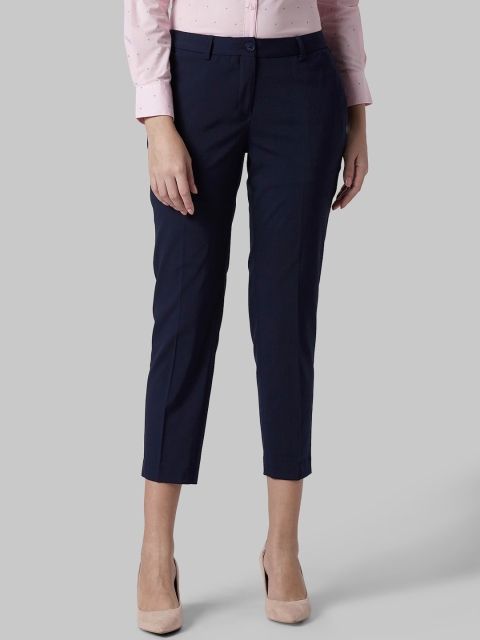 

Park Avenue Woman Navy Blue Solid Regular Trousers