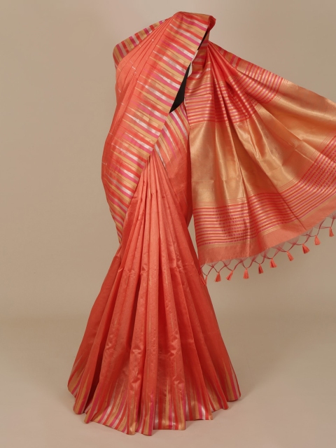 

Pothys Peach-Coloured Solid Saree