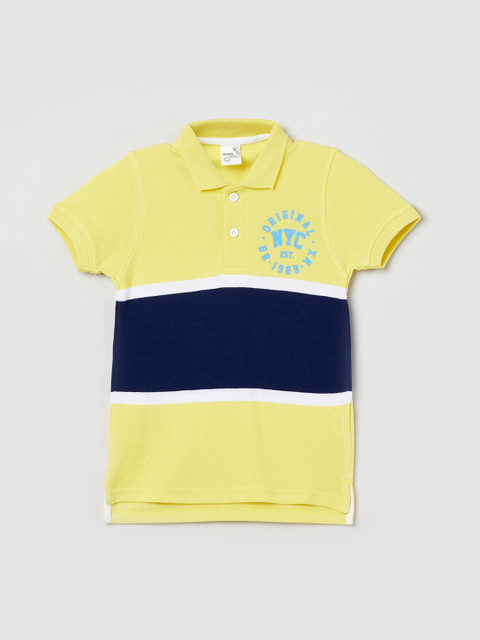 

max Boys Yellow Solid Polo Collar T-shirt